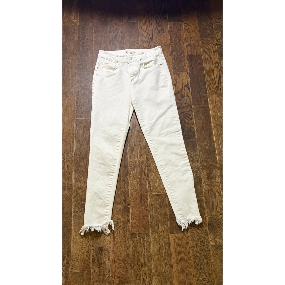 Harper Heritage Jeans Womens Sz 27 High Rise Skinny White Raw Hem Stretch